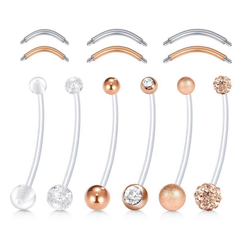 D.Bella 14G Pregnancy Belly Button Rings 38mm Flexible Bioplast Maternity Navel Rings Retainer for Women with 6mm 8mm 10mm Stainless Steel Replacement Bars - Image 1